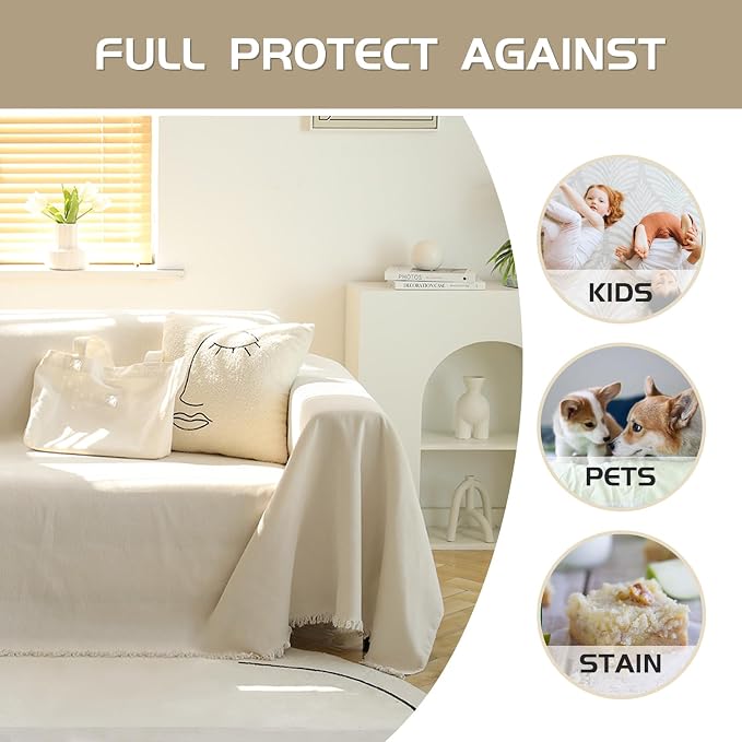 MEETSKY Couch Cover Sofa Cover Washable Love Seat Couch Covers Single Chenille - Image 3