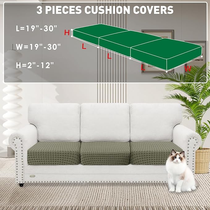MAXIJIN Couch Cushion Covers for Sectional Sofa, Stretch Sofa Cushion Cover - Image 2