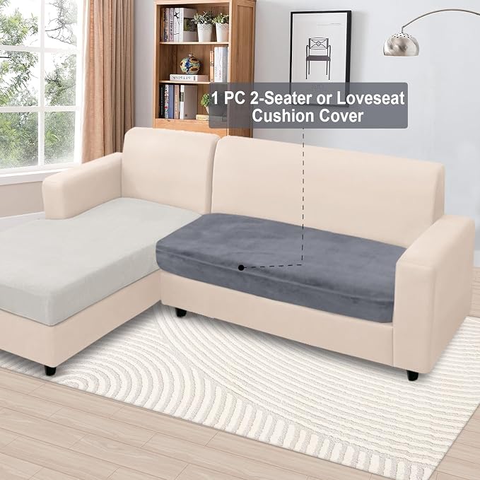 NAISI Couch Cushion Covers 1 Piece Velvet Stretch Loveseat Cover or 2 Seat Sofa - Image 2