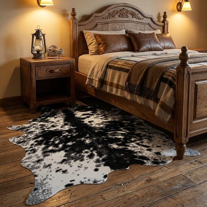 MustMat Faux Cowhide Rug Black and White Cow Print Area Rug Large Animal Hide - Image 9