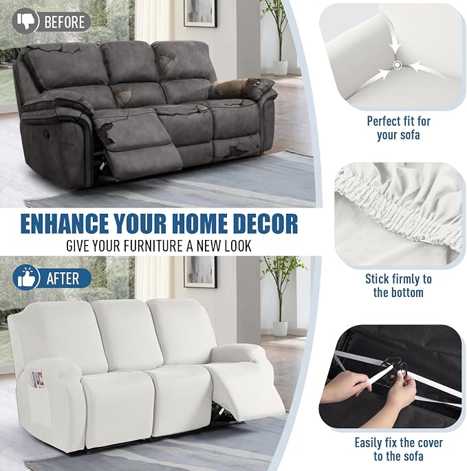 TAOCOCO Recliner Couch Covers 3 Pieces, Stretch Sofa Covers - Image 5