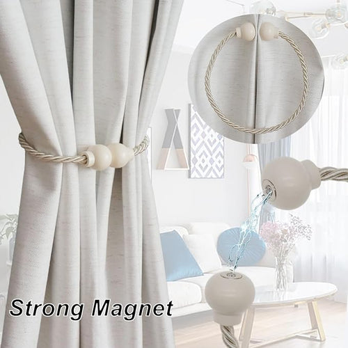 2 Pack Magnetic Curtain Tiebacks Modern Handmade Rope Curtain Tie Backs - Image 2