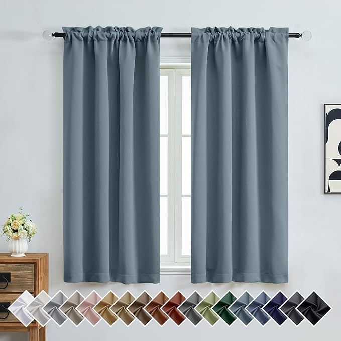 OVZME Stone Blue Blackout Curtains by OVZME