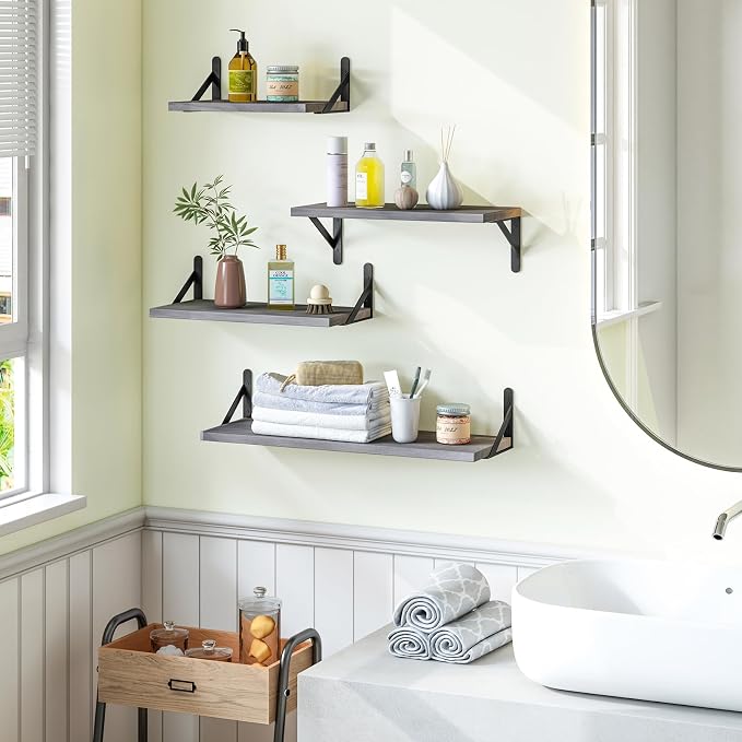 YGEOMER Floating Shelves for Wall, Different Sizes Weathered Gray Wall Shelves - Image 7