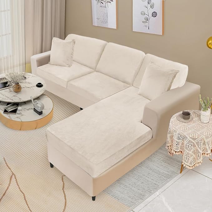 NAISI Sectional Couch Covers 6 Pieces Velvet Couch Cushion Covers L Shape Soft - Image 2