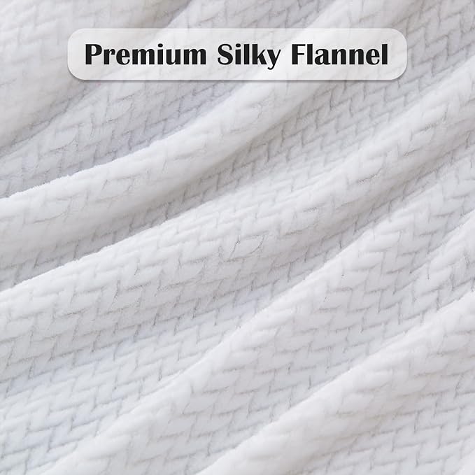NEWCOSPLAY Super Soft King Blanket White Premium Silky Flannel Fleece Leaves - Image 5