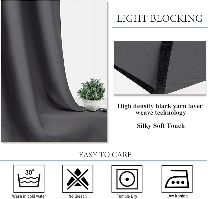 Diraysid Grey Grommet Blackout Curtains - Image 7