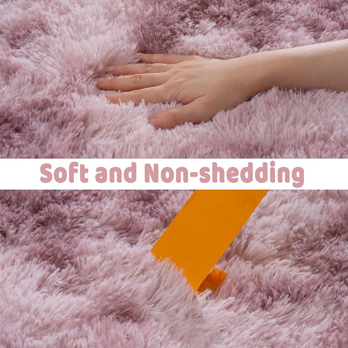 Soft Runner Rugs for Bedroom Hallways, 2x6 Tie-Dyed Grey Purple Fluffy Shag - Image 7