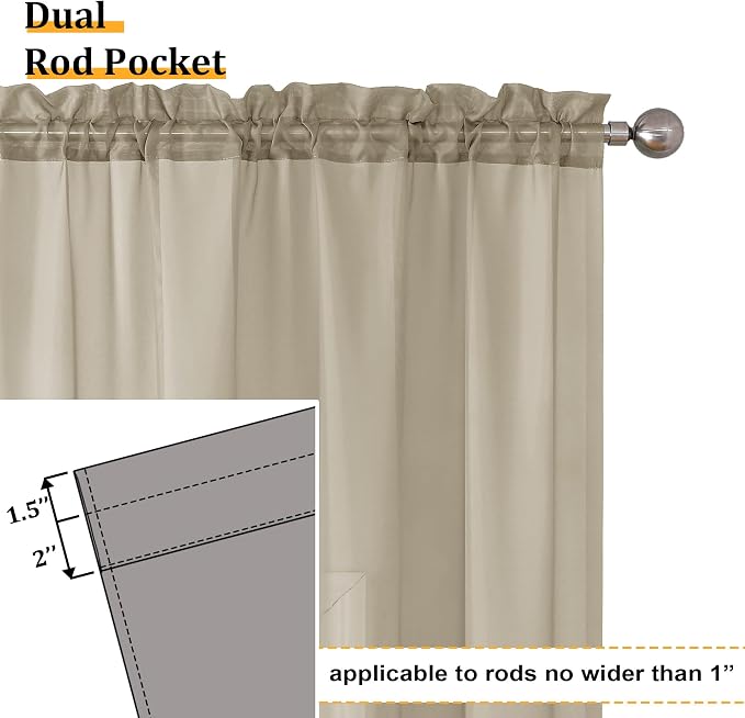 Aiyufeng Taupe Sheer Curtains 45 Inches Long 2 Panels Set, Semi Transparent - Image 4