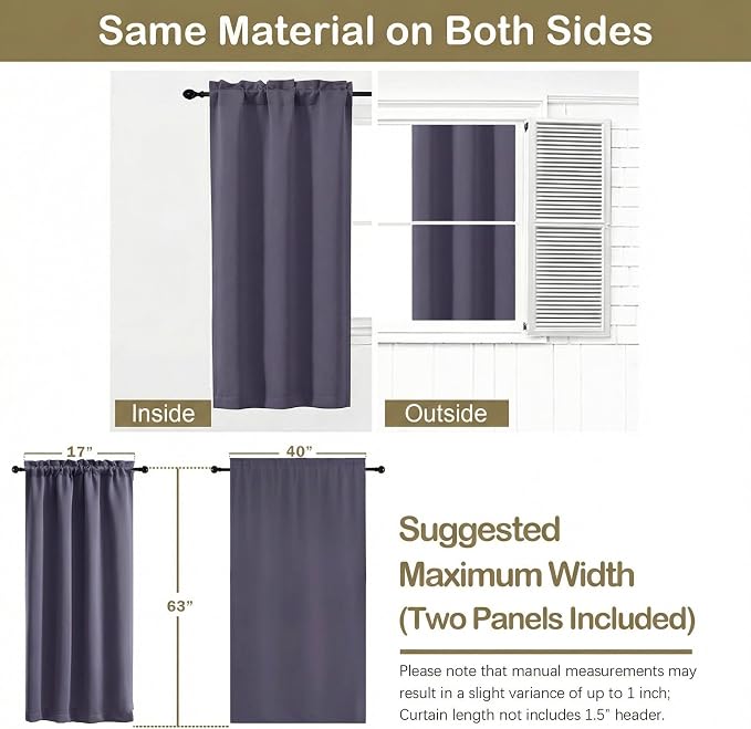 OVZME Greyish Purple Blackout Curtains - Image 2