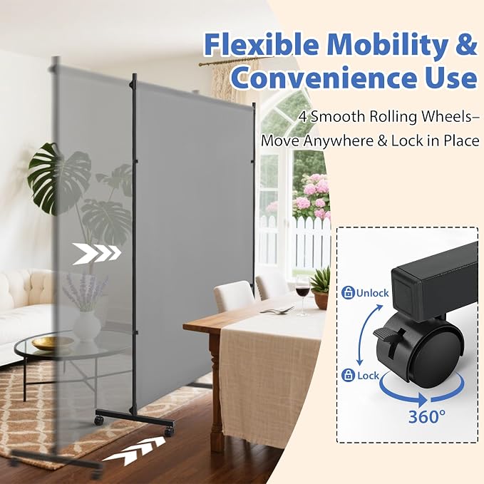 Room Divider, 73x75inch Large Privacy Screen - Image 4