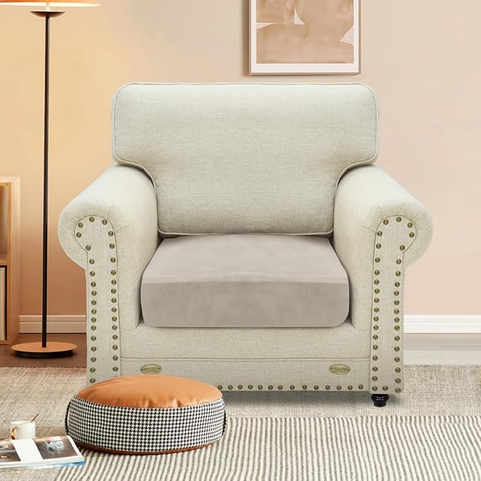 MAXIJIN Velvet Stretch Cushion Cover Fitted Couch Cushion Slipcovers 1 Pack Arm - Image 2