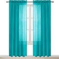 DWCN Turquoise Sheer Curtains Semi Transparent Voile Rod Pocket Curtains by DWCN