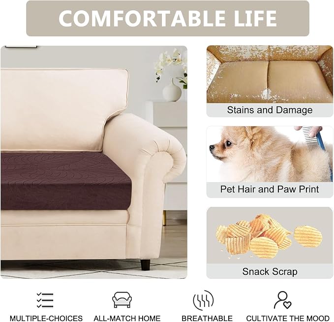 SearchI Stretch Jacquard Sofa Couch Cushion Covers Replacement Reversible - Image 3