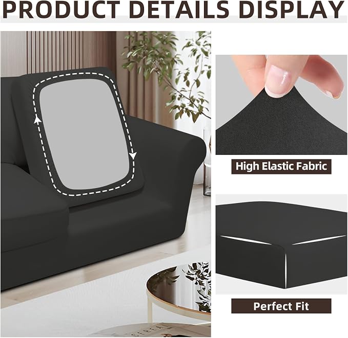 Easy-Going 5 Pieces Stretch Loveseat Cover Washable Loveseat Slipcover Set - Image 6