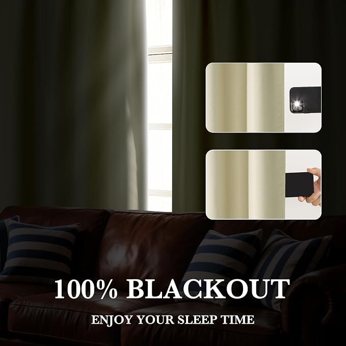RYB HOME Bedroom Blackout Curtains 54 inches Long, 100% Blackout Thermal - Image 4