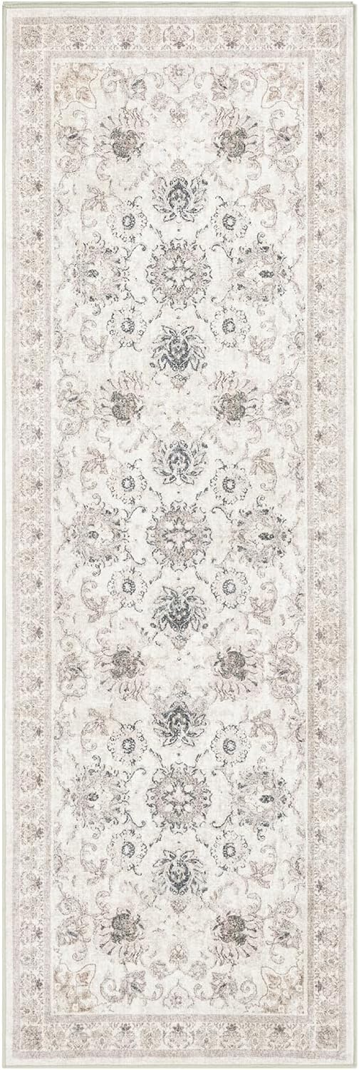 Phantoscope Washable Runner Rug 2'x6' Non-Slip, Vintage Neutral Hallway Rugs - Image 2