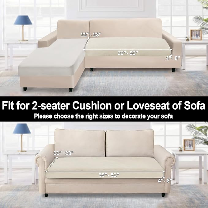 NAISI Couch Cushion Covers 1 Piece Velvet Stretch Loveseat Cover or 2 Seat Sofa - Image 4