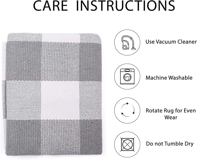 IOHOUZE Buffalo Plaid Checkered Rug 3x5 Ft Front Door Mats, Washable Area Rugs - Image 5