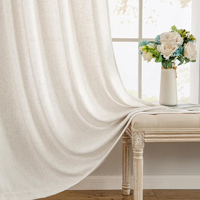 MIULEE Non-See-Through Privacy Linen Curtains 2 Panels, Light Filtering Window - Image 8
