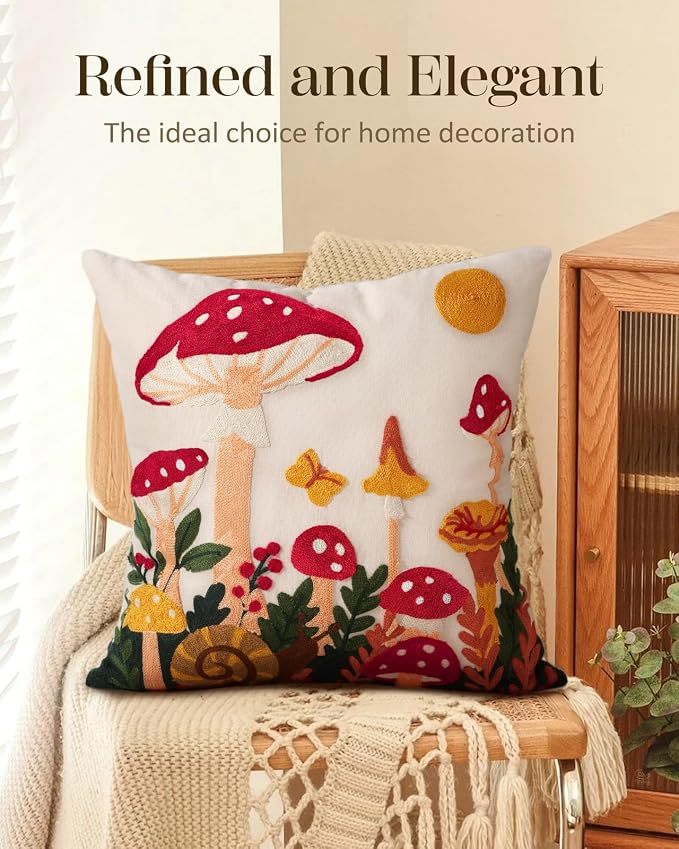 Embroidered Throw Pillow Cover 18x18 Inch - Image 5