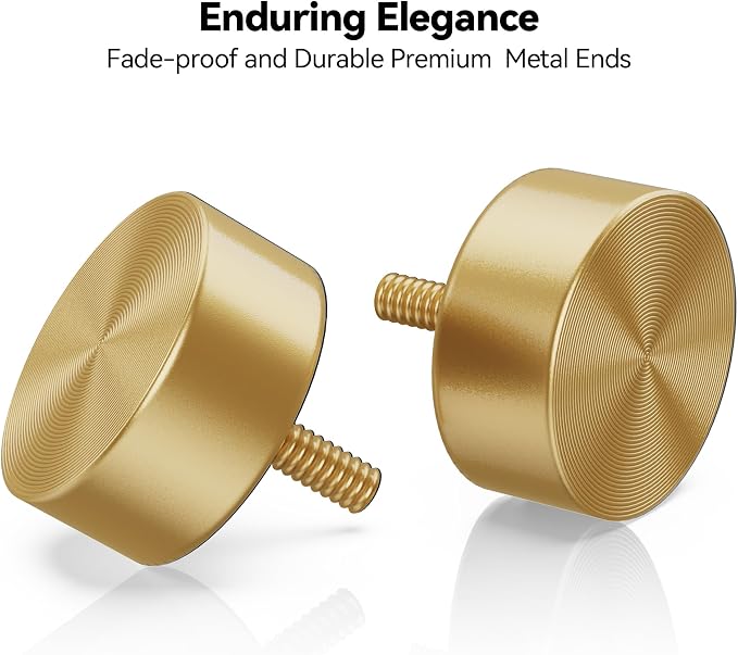 YaFex Heavy Duty Curtain Rods 32-60 Inch, 1 Inch Adjustable Gold Curtain Rod - Image 3