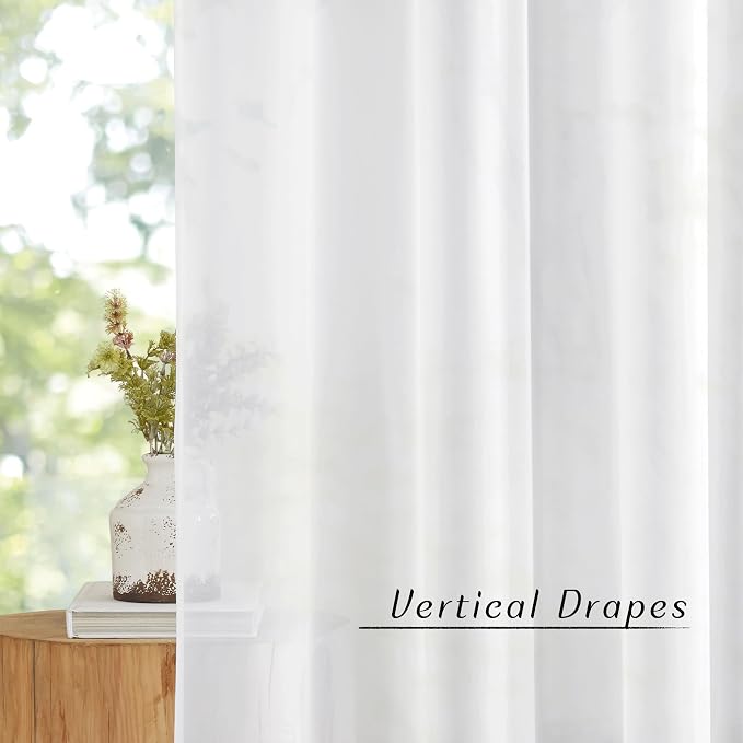 NICETOWN White Sheer Sliding Door Curtains 90 inches Long - Image 3