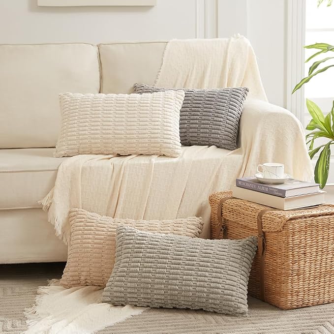Fancy Homi 4 Packs Boho Cream Decorative Throw Pillow Covers 16x24 Inch - Image 7