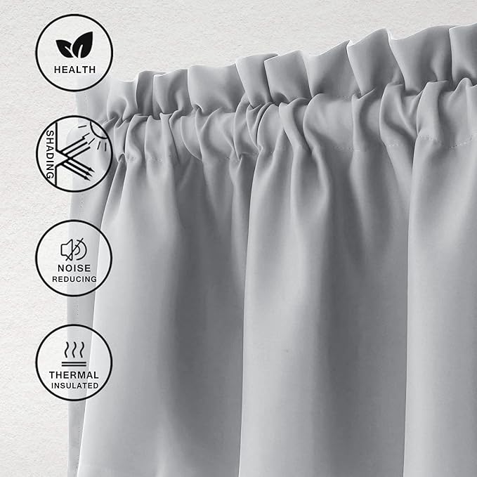 Hiasan Valance Curtains for Kitchen Blackout Thermal Insulated Solid Window - Image 2