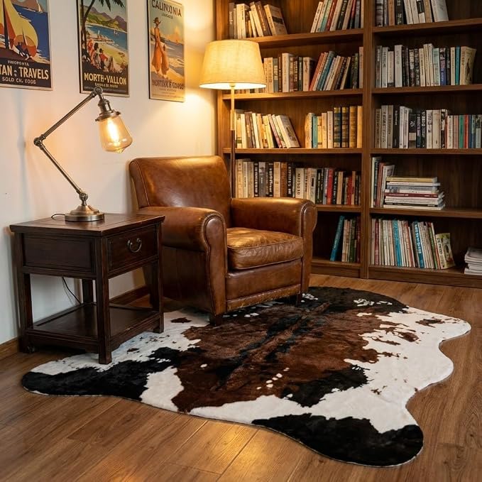 MustMat Faux Cowhide Rug 4'7''×5'3'' Cute and Soft Animal Print Area Rug - Image 6