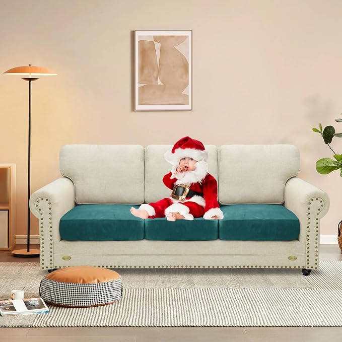 MAXIJIN Velvet Stretch Seat Cushion Covers Couch Cushion Cover - Image 2