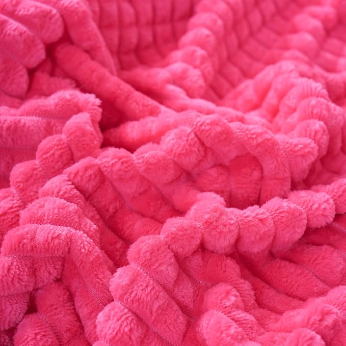 Puncuntex Flannel Fleece Throw Blanket Hot Pink 108"×90", Super Soft Plush Cozy - Image 3