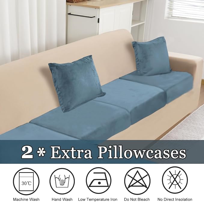 NAISI Sectional Couch Cover 3 Pieces Velvet Separate Couch Cushion Covers L - Image 4
