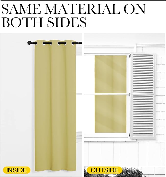 NICETOWN Blackout Window Curtains 80 inch Long, 2 Panels, 34 inch, Paler Yellow - Image 5