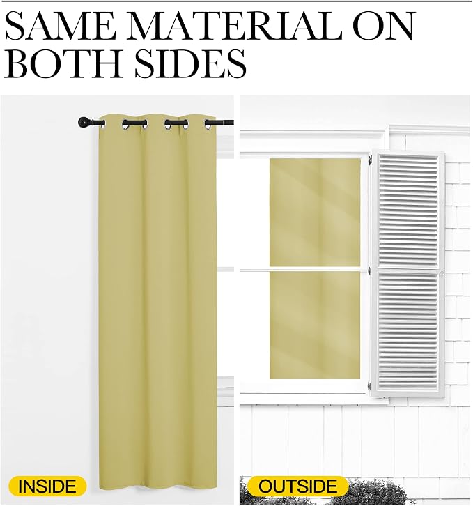 NICETOWN Thermal Insulated Paler Yellow Blackout Curtains - Image 5