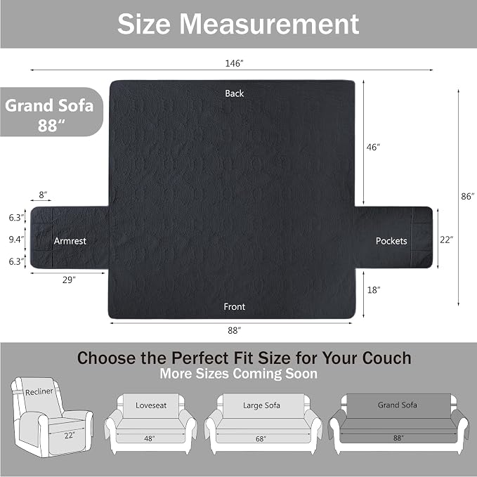 Quilted Grand Sofa Covers Washable, Couch Cover - Image 7