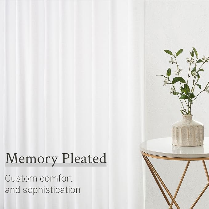 Topfinel Neutral White Linen Curtains 96 Inches Long - Image 5