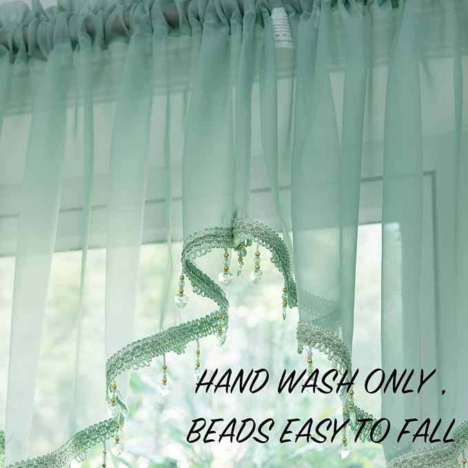 PearAge Beaded Sheer Valance Curtains - Image 5