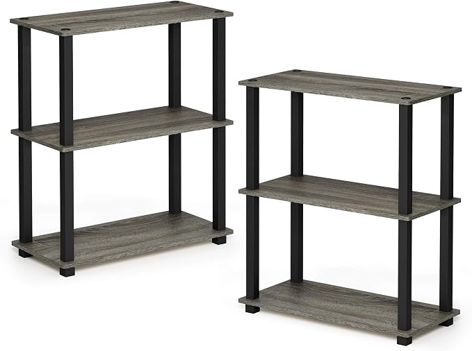 Furinno TURN-S-TUBE Storage Shelves Set of 2, 3-Tier Book Shelf, Corner Shelf - Image 4
