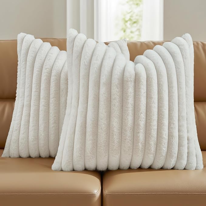 FUTEI Cream White Decorative Throw Pillow Covers Set of 2, 28x28 Inch Soft by FUTEI