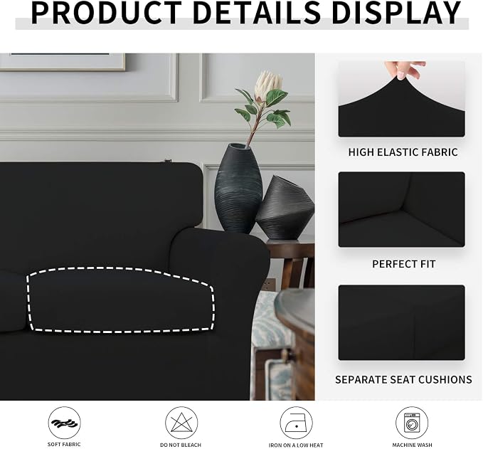 Easy-Going 3 Pieces Stretch Soft Couch Cover - Image 6