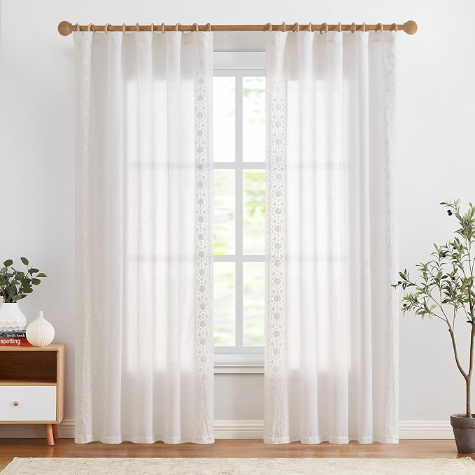 jinchan Weslie White Linen Curtains - Image 3