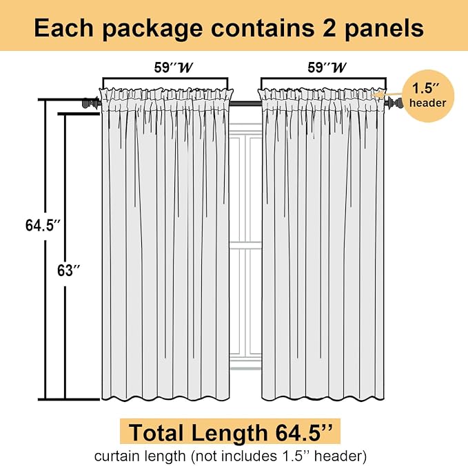 Lecloud Sage Green Sheer Curtains 63 Inch Length 2 Pcs, Dual Rod Pockets Light - Image 2