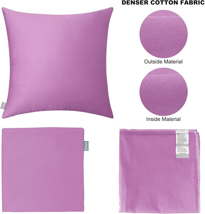 Thmyo 4-Pack 100% Cotton Comfortable Solid Decorative Throw Pillow Case Square - Image 6