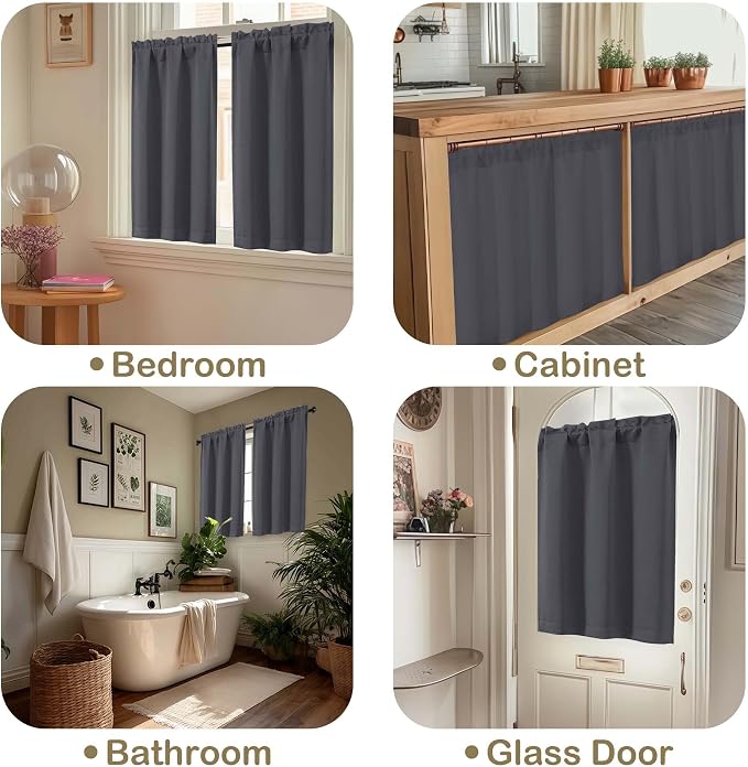 OVZME Charcoal Grey Blackout Curtains - Image 5