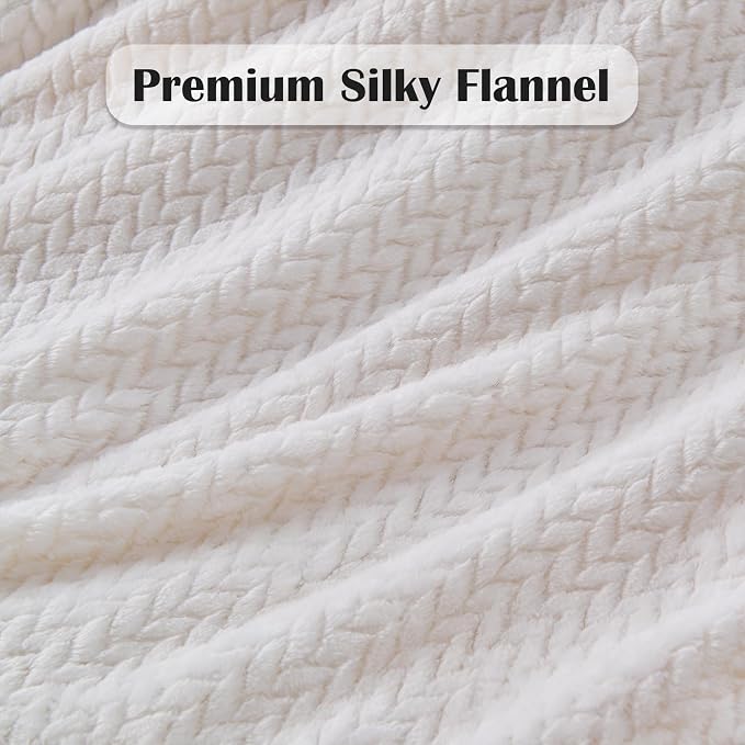 NEWCOSPLAY Super Soft King Blanket Ivory Premium Silky Flannel Fleece Leaves - Image 5