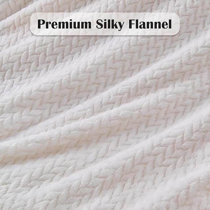NEWCOSPLAY Super Soft Throw Blanket Ivory Premium Silky Flannel Fleece Leaves - Image 5