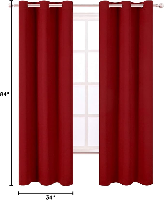 LEMOMO Red Blackout Curtains 34 x 84 Inch Length/Set of 2 Curtain - Image 10