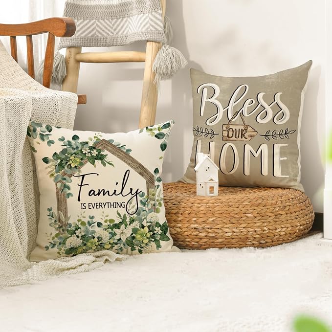 AVOIN colorlife Sweet Home Family is Everything Spring Floral Throw Pillow - Image 5