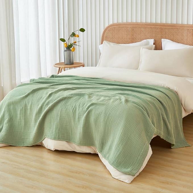 EMME Cotton Throw Blanket for Couch Soft Airy Muslin Bed Blankets Lightweight - Image 7